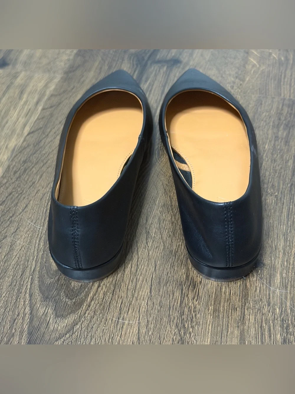 J. Crew Black Pointed-Toe Leather Flats size 6